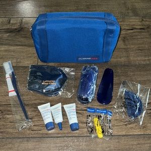 Clarins Men x Lufthansa Airline Zippered Amenity Kit Pouch Bag Case Toiletry